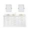 Water Creation | 72" Palace Collection Quartz Carrara Pure White Bathroom Vanity Set With Hardware And F2-0013 Faucets in Satin Gold Finish And Only Mirrors in Chrome Finish | PA72QZ06PW-E18FX1306