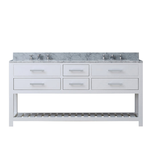 Water Creation | 72 Inch Pure White Double Sink Bathroom Vanity With Faucet From The Madalyn Collection | MA72CW01PW-000BX0901