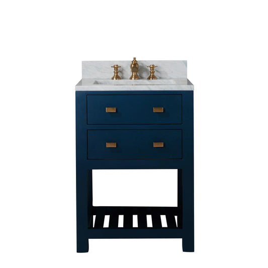 Water Creation | 24 Inch Monarch Blue Single Sink Bathroom Vanity With F2-0013 Satin Gold Faucet From The Madalyn Collection | MA24CW06MB-000FX1306