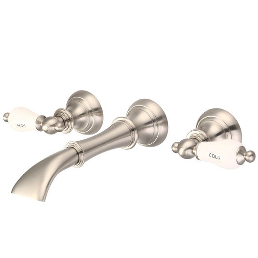 Water Creation | Water Creation Waterfall Style Wall-mounted Lavatory Faucet in Brushed Nickel Finish | F4-0004-02-CL