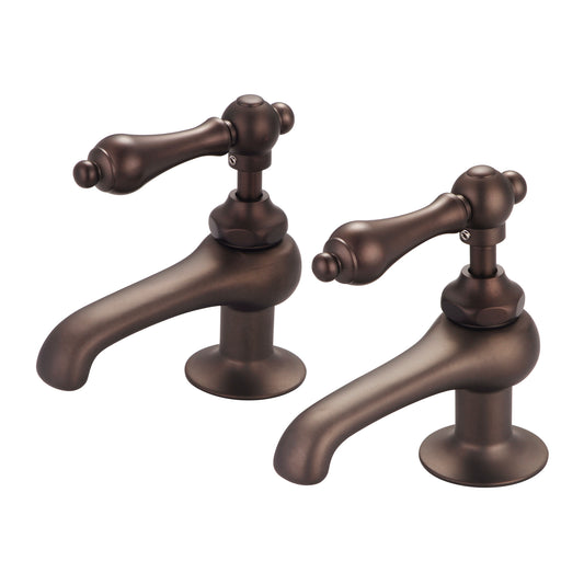 Water Creation | Vintage Classic Basin Cocks Lavatory Faucets in Oil-rubbed Bronze Finish Finish With Metal Lever Handles Without Labels | F1-0003-03-AL