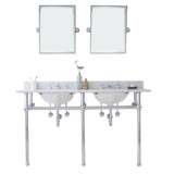 Water Creation | Embassy 60 Inch Wide Double Wash Stand, P-Trap, Counter Top with Basin, F2-0009 Faucet and Mirror included in Chrome Finish | EB60E-0109