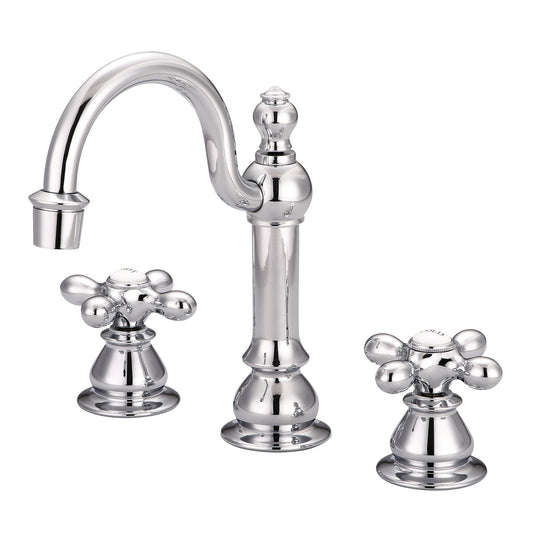 Water Creation | American 20th Century Classic Widespread Lavatory F2-0012 Faucets With Pop-Up Drain in Chrome Finish With Metal Cross Handles, Hot And Cold Labels Included | F2-0012-01-AX
