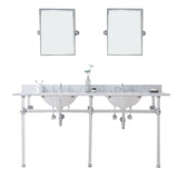 Water Creation | Empire 72 Inch Wide Double Wash Stand, P-Trap, Counter Top with Basin, F2-0013 Faucet and Mirror included in Chrome Finish | EP72E-0113