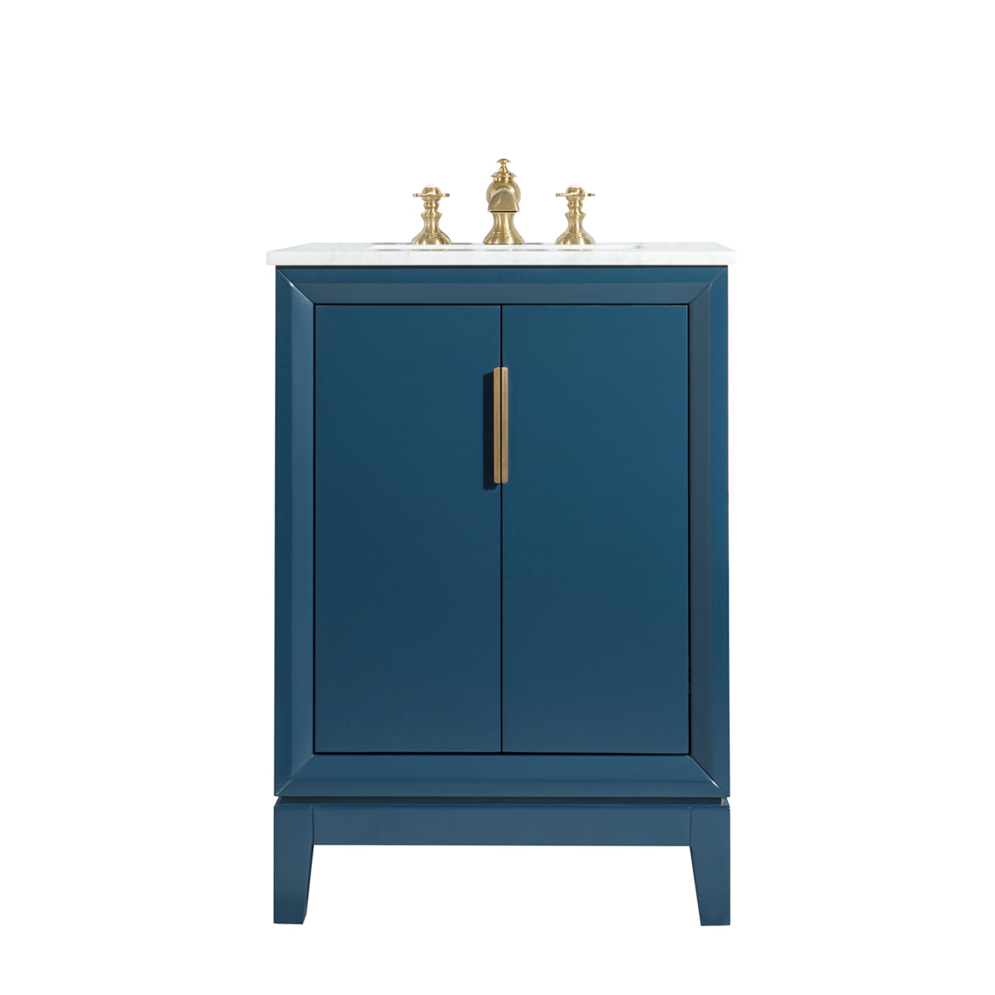 Water Creation | Elizabeth 24-Inch Single Sink Carrara White Marble Vanity In Monarch Blue  | EL24CW06MB-000000000