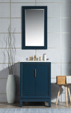 Water Creation | Elizabeth 24-Inch Single Sink Carrara White Marble Vanity In Monarch Blue With Matching Mirror(s) | EL24CW06MB-R21000000