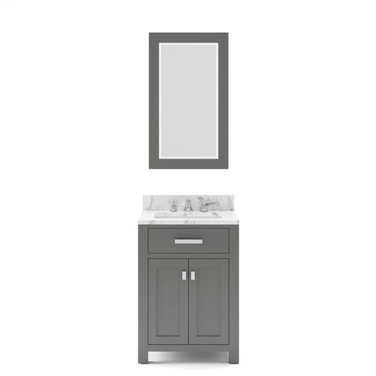 Water Creation | 24 Inch Cashmere Grey Single Sink Bathroom Vanity With Matching Framed Mirror From The Madison Collection | MS24CW01CG-R21000000