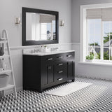 Water Creation | 60 Inch Espresso Double Sink Bathroom Vanity With Matching Framed Mirror And Faucet From The Madison Collection | MS60CW01ES-R60BX0901