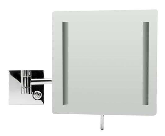 ALFI Brand - Polished Chrome Wall Mount Square 8" 5x Magnifying Cosmetic Mirror with Light | ABM8WLED-PC