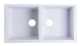 ALFI Brand - White 34" Undermount Double Bowl Granite Composite Kitchen Sink | AB3420UM-W