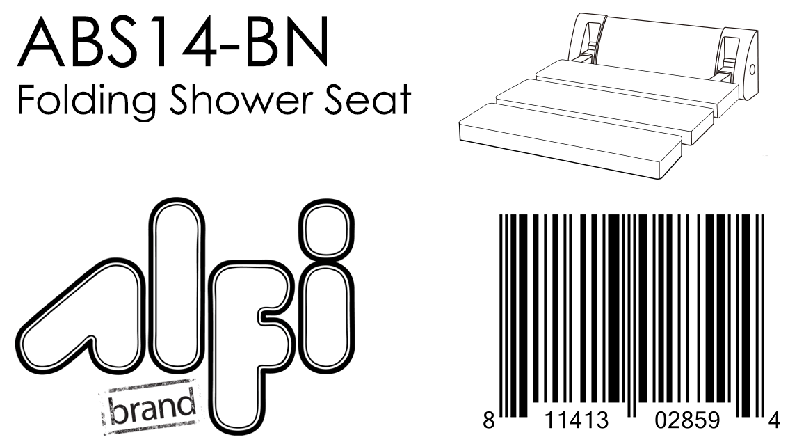 ALFI Brand - Brushed Nickel 14" Folding Teak Wood Shower Seat Bench | ABS14-BN
