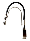 ALFI Brand - Brushed Nickel Square Kitchen Faucet with Black Rubber Stem | ABKF3023-BN