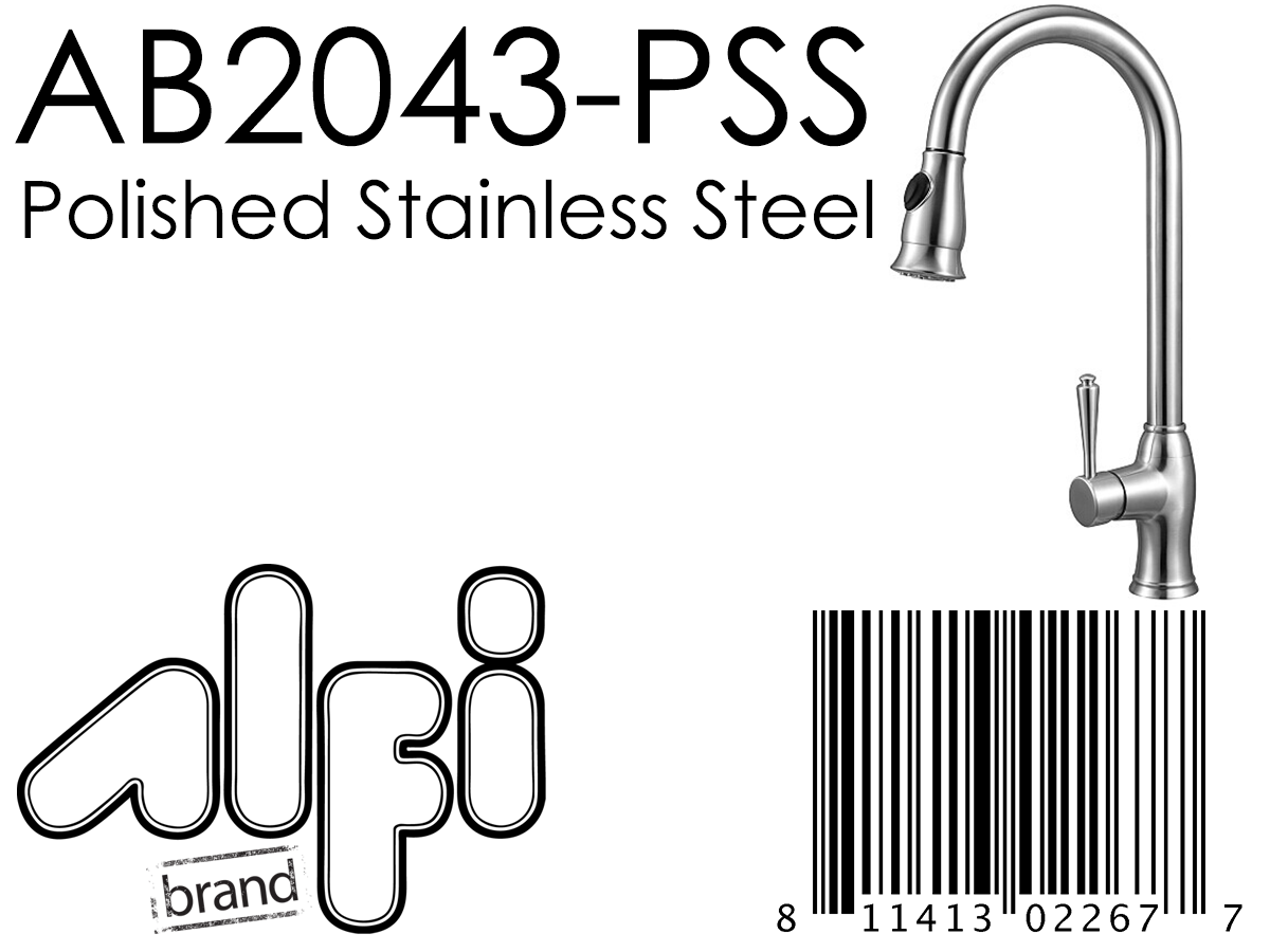 ALFI Brand - Traditional Solid Polished Stainless Steel Pull Down Kitchen Faucet | AB2043-PSS