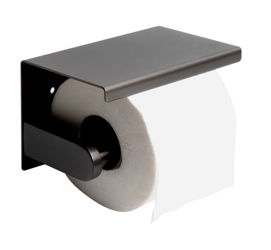 ALFI brand - Brushed Black PVD Stainless Steel Toilet Paper Holder with Shelf - ABTPP66-BB