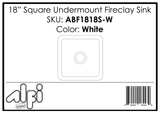 ALFI Brand - White Square 18" x 18" Undermount / Drop In Fireclay Prep Sink | ABF1818S-W