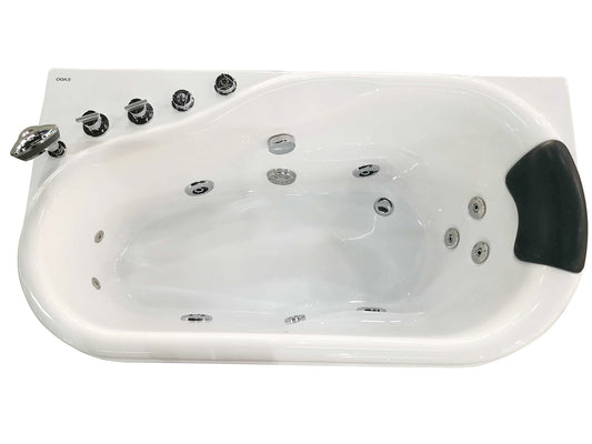 EAGO - 5'' White Acrylic Corner Whirlpool Bathtub - Drain on Left | AM175-L