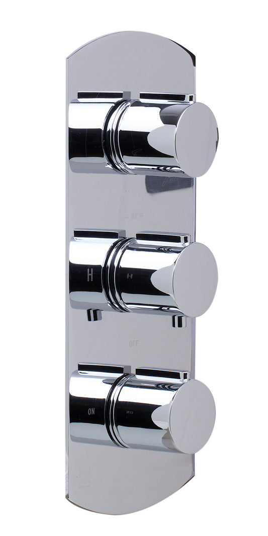 ALFI Brand - Polished Chrome Concealed 3-Way Thermostatic Valve Shower Mixer Round Knobs | AB4001-PC