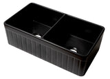 ALFI Brand - Black Matte Smooth Apron 33" x 18" Double Bowl Fireclay Farm Sink | ABF3318D-BM