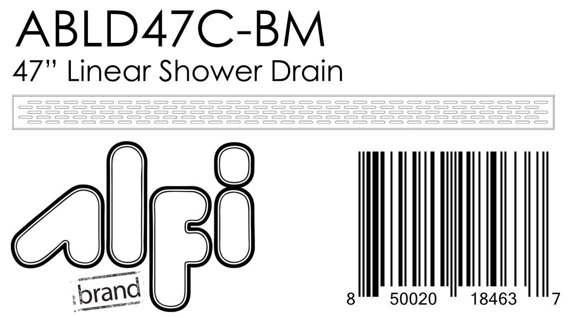 ALFI Brand - 47" Black Matte Stainless Steel Linear Shower Drain with Groove Holes | ABLD47C-BM
