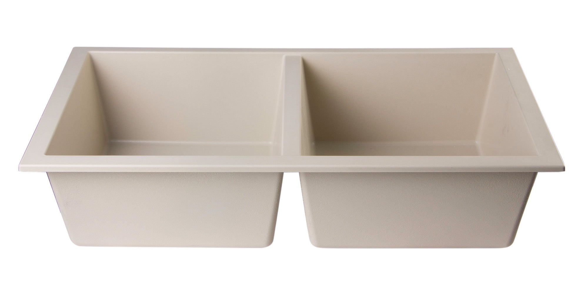 ALFI Brand - Biscuit 34" Undermount Double Bowl Granite Composite Kitchen Sink | AB3420UM-B