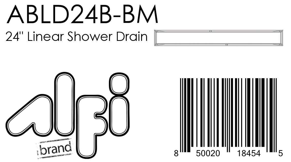 ALFI Brand - 24" Black Matte Stainless Steel Linear Shower Drain with Solid Cover | ABLD24B-BM
