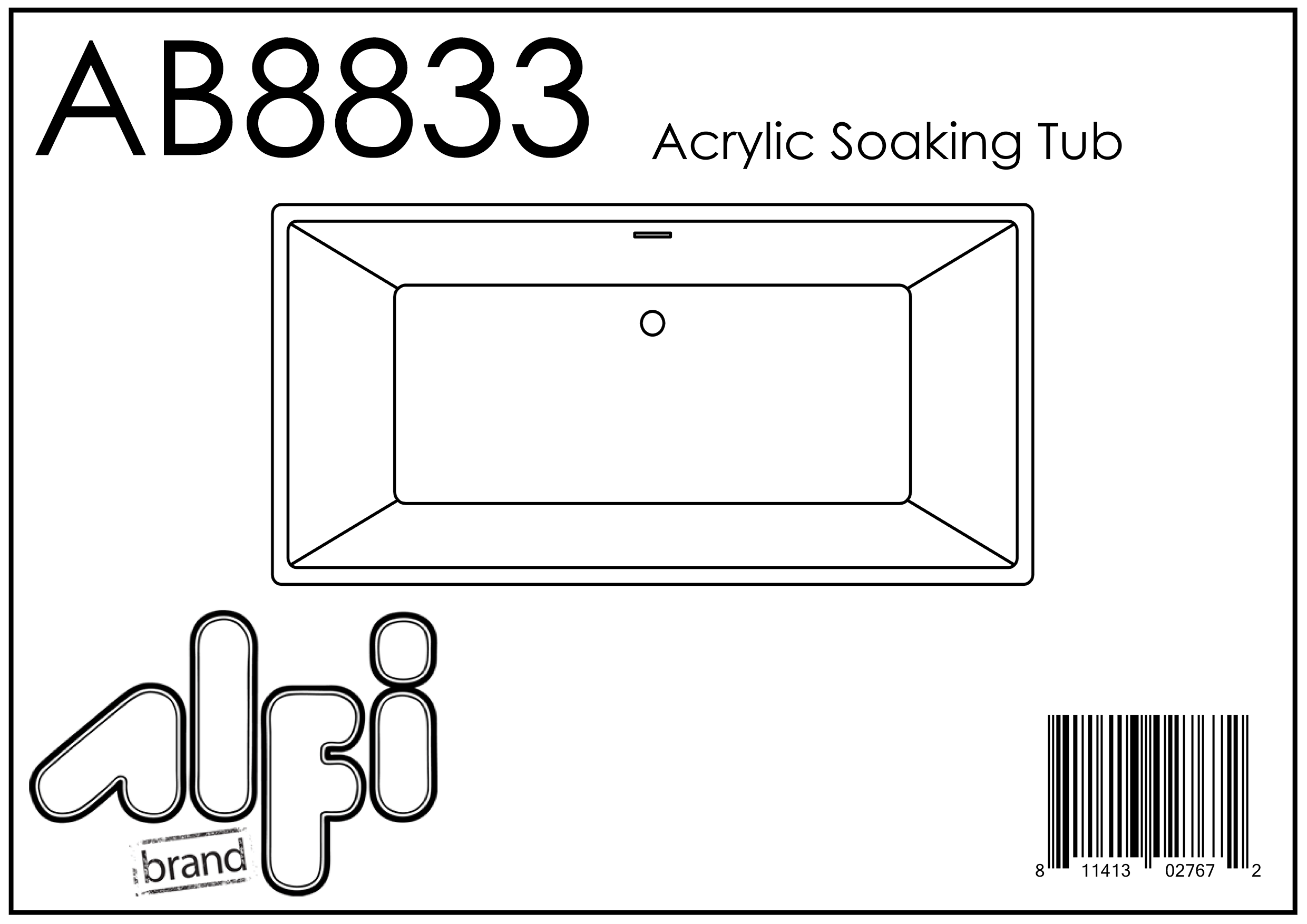 ALFI Brand - 59 inch White Rectangular Acrylic Free Standing Soaking Bathtub | AB8833