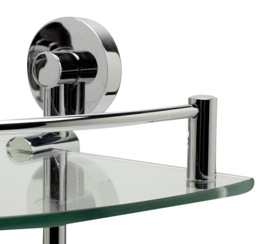 ALFI Brand - Polished Chrome Corner Mounted Double Glass Shower Shelf Bathroom Accessory | AB9548