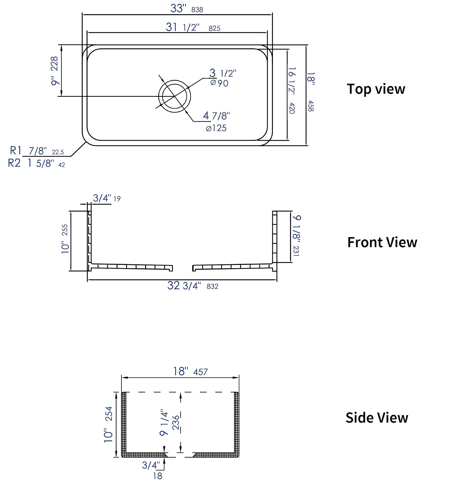 ALFI Brand - Gray Matte Smooth Apron 33" x 18" Single Bowl Fireclay Farm Sink | ABF3318S-GM