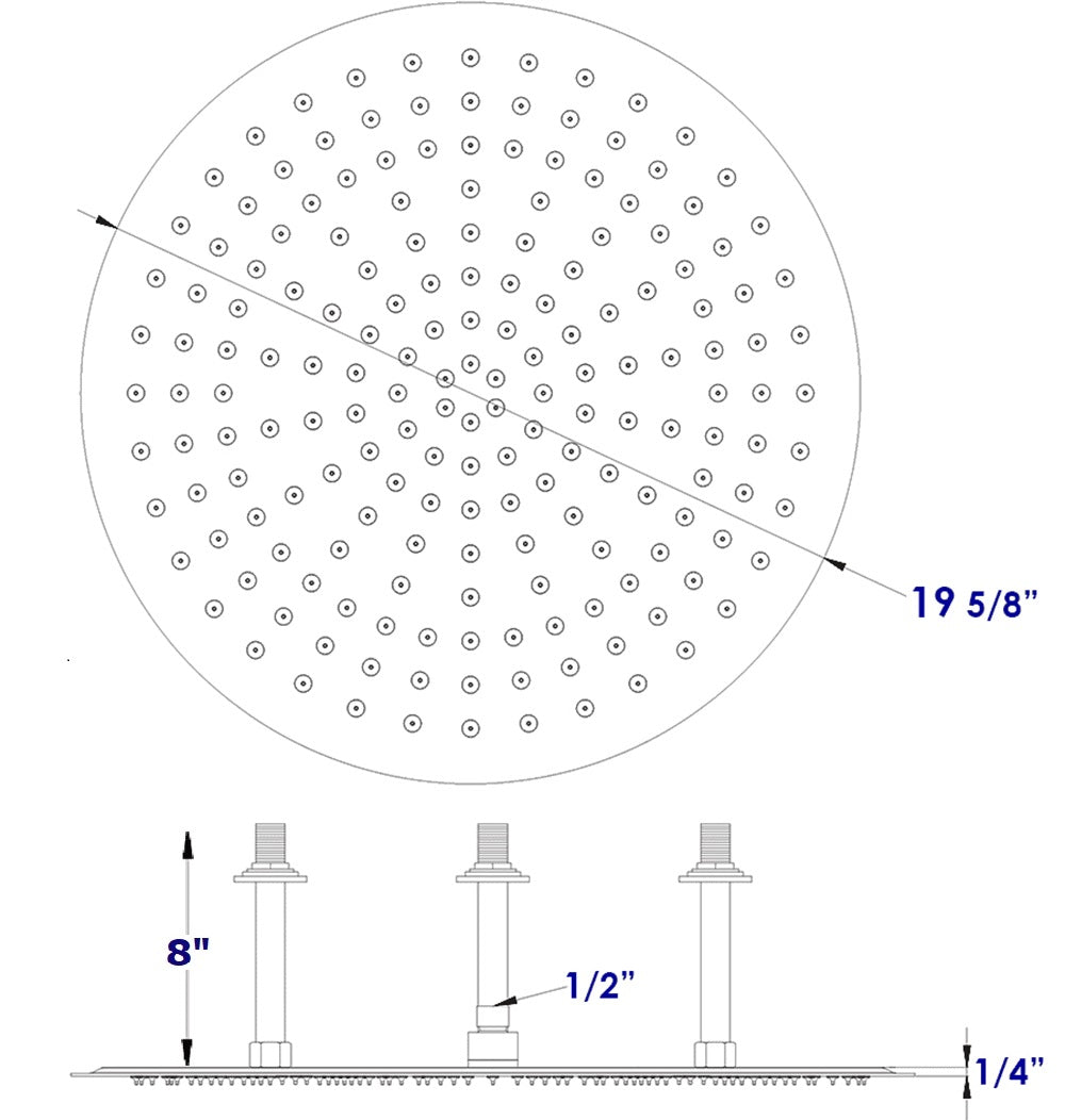 ALFI Brand - 20" Round Brushed Solid Stainless Steel Ultra Thin Rain Shower Head | RAIN20R-BSS