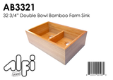 ALFI Brand - 33" Double Bowl Bamboo Kitchen Farm Sink | AB3321