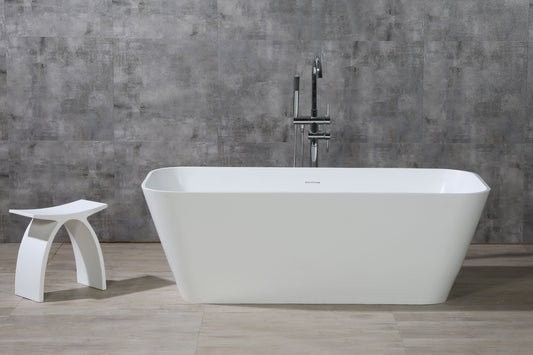ALFI Brand - 67" White Rectangular Solid Surface Smooth Resin Soaking Bathtub | AB9952