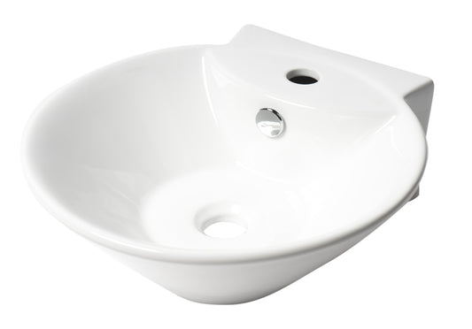ALFI Brand - White 17" Round Wall Mounted Ceramic Sink with Faucet Hole | ABC113