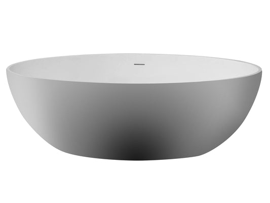 ALFI Brand - 67" White Oval Solid Surface Smooth Resin Soaking Bathtub | AB9941