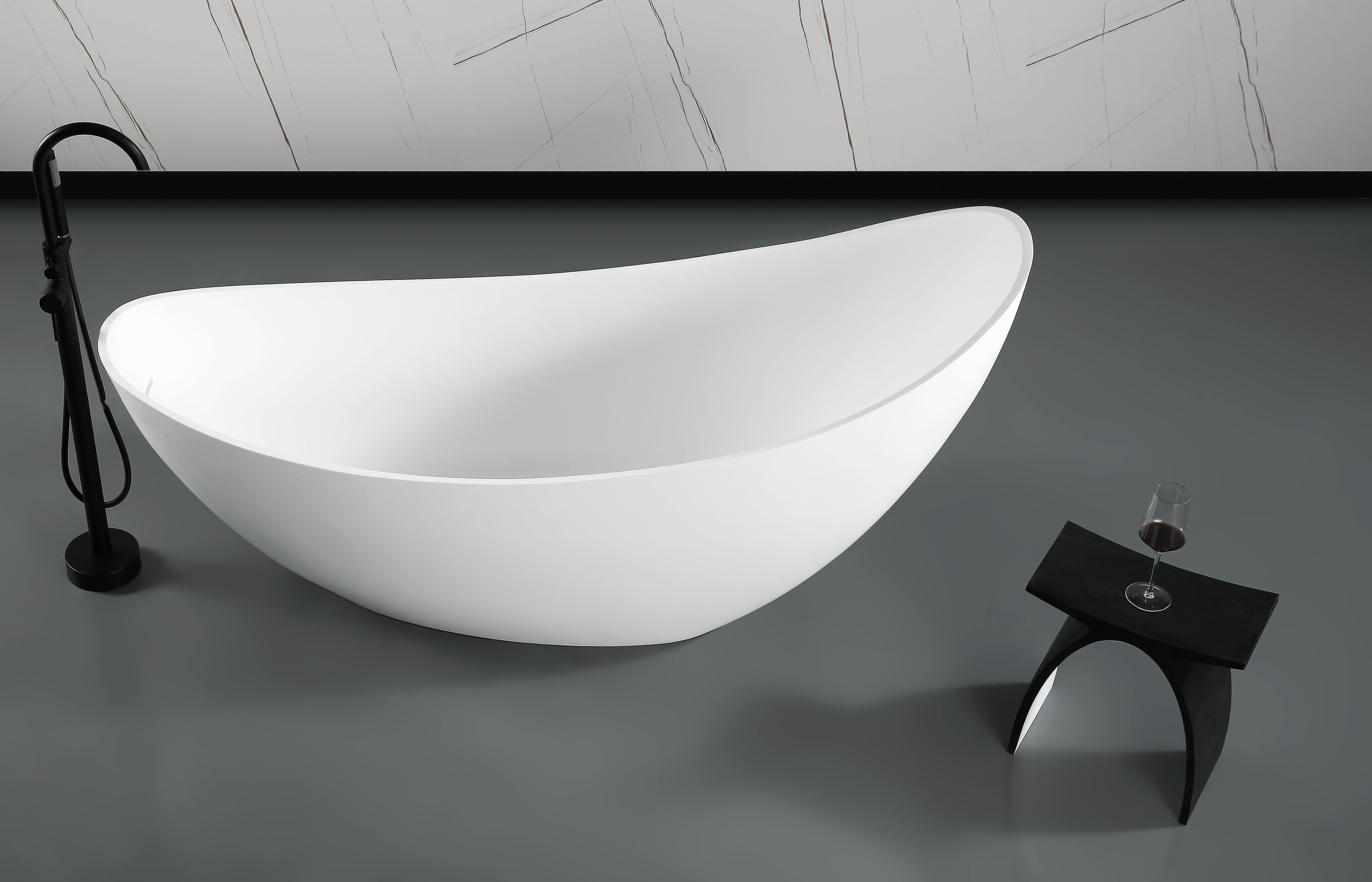 ALFI Brand Black Matte Arched Solid Surface Resin Bathroom