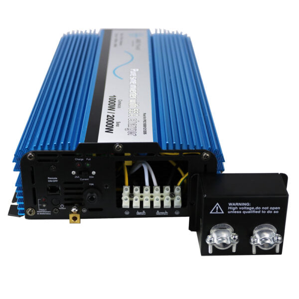 Aims Power - 1000 Watt Pure Sine Inverter Charger 25/55A - 12 VDC 120 VAC 60Hz - PIC100012120S