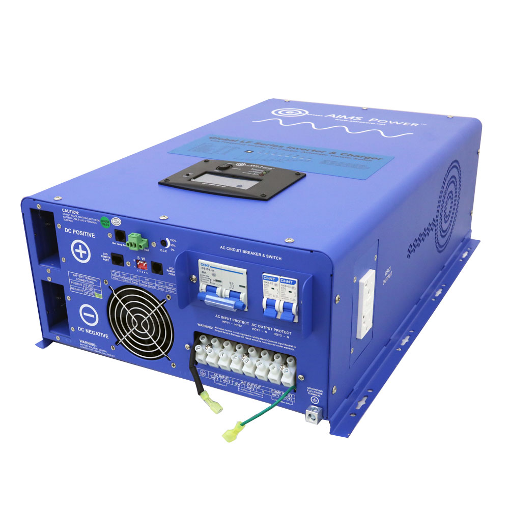 Aims Power - 10000 Watt Pure Sine Inverter Charger - 48 VDC 120/240 VAC 50/60Hz - PICOGLF10KW48V240VS