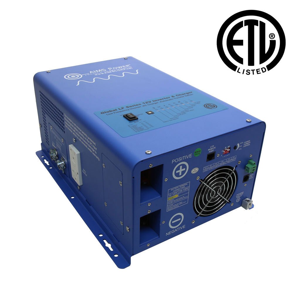 Aims Power - 3000 Watt Pure Sine Inverter Charger - ETL Listed to UL 458 - 12 VDC 120 VAC 50/60Hz - PICOGLF30W12V120V