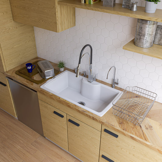 ALFI Brand - White 35" Drop-In Single Bowl Granite Composite Kitchen Sink | AB3520DI-W