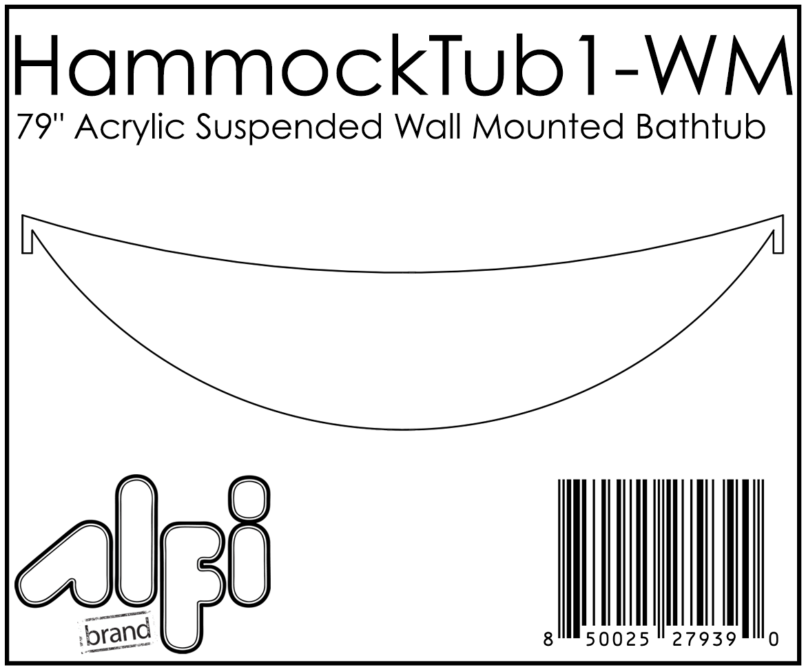 ALFI Brand - White Matte 79" Acrylic Suspended Wall Mounted Hammock Bathtub | HammockTub1-WM