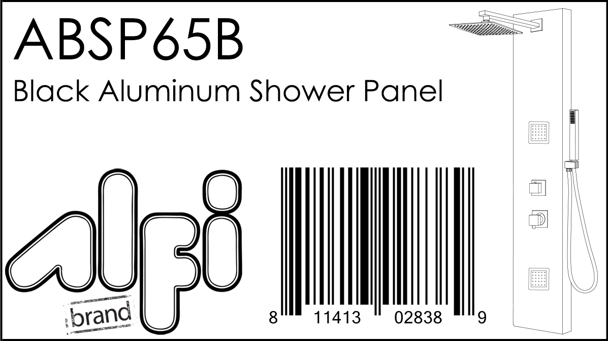 ALFI Brand - Black Aluminum Shower Panel with 2 Body Sprays and Rain Shower Head | ABSP65B