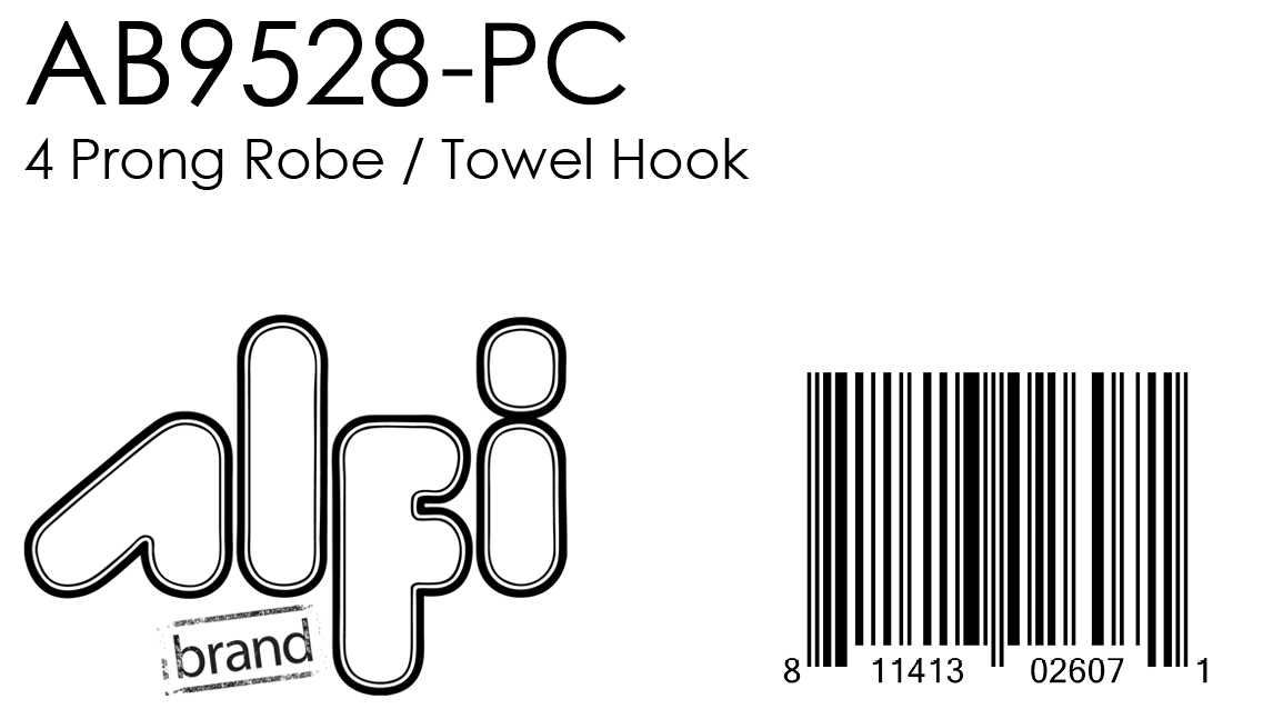 ALFI Brand - Polished Chrome Wall Mounted 4 Prong Robe / Towel Hook Bathroom Accessory | AB9528-PC