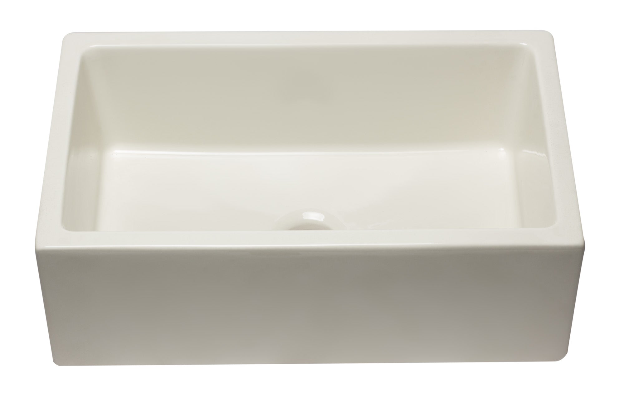 ALFI Brand - 30 inch Biscuit Reversible Smooth / Fluted Single Bowl Fireclay Farm Sink | AB3018HS-B