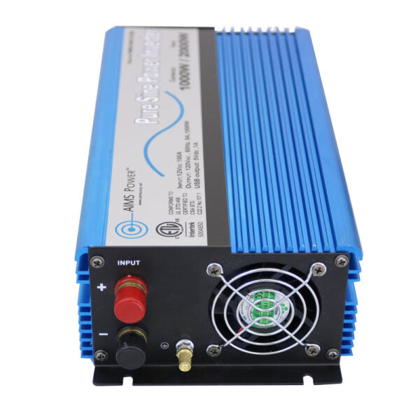 Aims Power - 1000 Watt Pure Sine Power Inverter w/ USB Port & Remote Port - 12 VDC 120 VAC 60Hz - PWRI100012120S