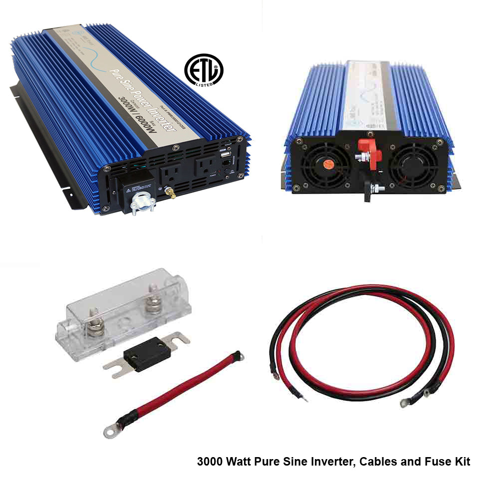 Aims Power - 3000 Watt Pure Sine Power Inverter Kit - KITPWRI300012S