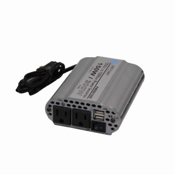 Aims Power - 150 Watt Power Inverter with 2 USB Ports - 12 VDC 120 VAC 60Hz - PWRINV150W