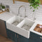 ALFI Brand - White 32" Smooth Apron Double Bowl Fireclay Farmhouse Kitchen Sink | AB538-W