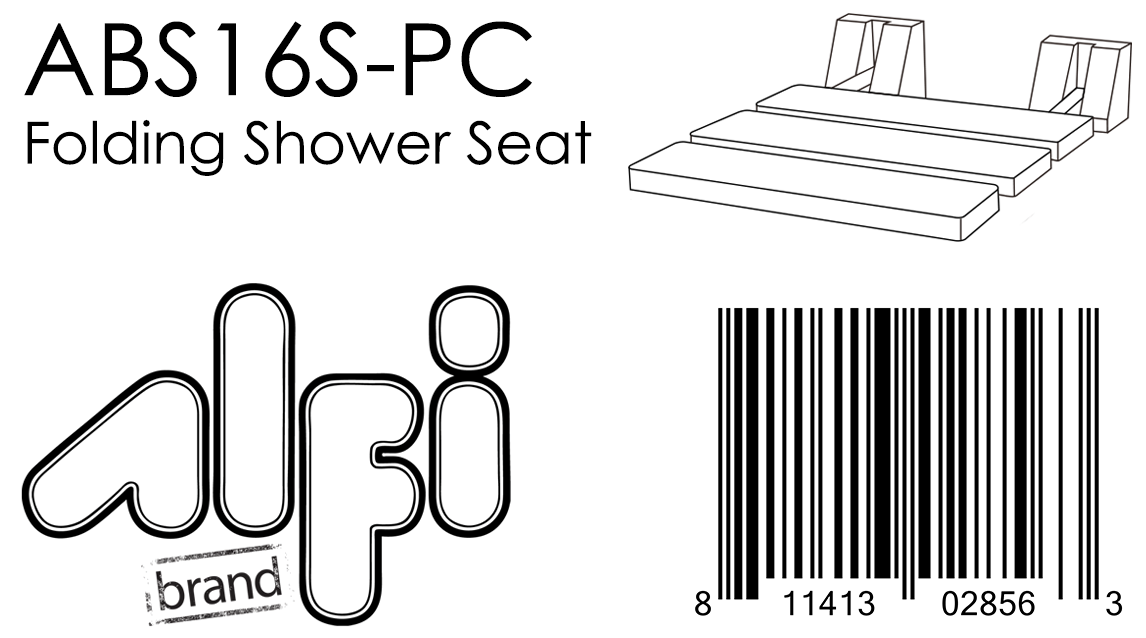 ALFI Brand - Polished Chrome 16" Folding Teak Wood Shower Seat Bench | ABS16S-PC