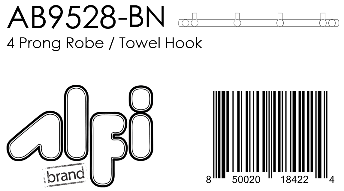 ALFI Brand - Brushed Nickel Wall Mounted 4 Prong Robe / Towel Hook | AB9528-BN