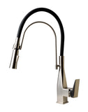 ALFI Brand - Brushed Nickel Square Kitchen Faucet with Black Rubber Stem | ABKF3023-BN