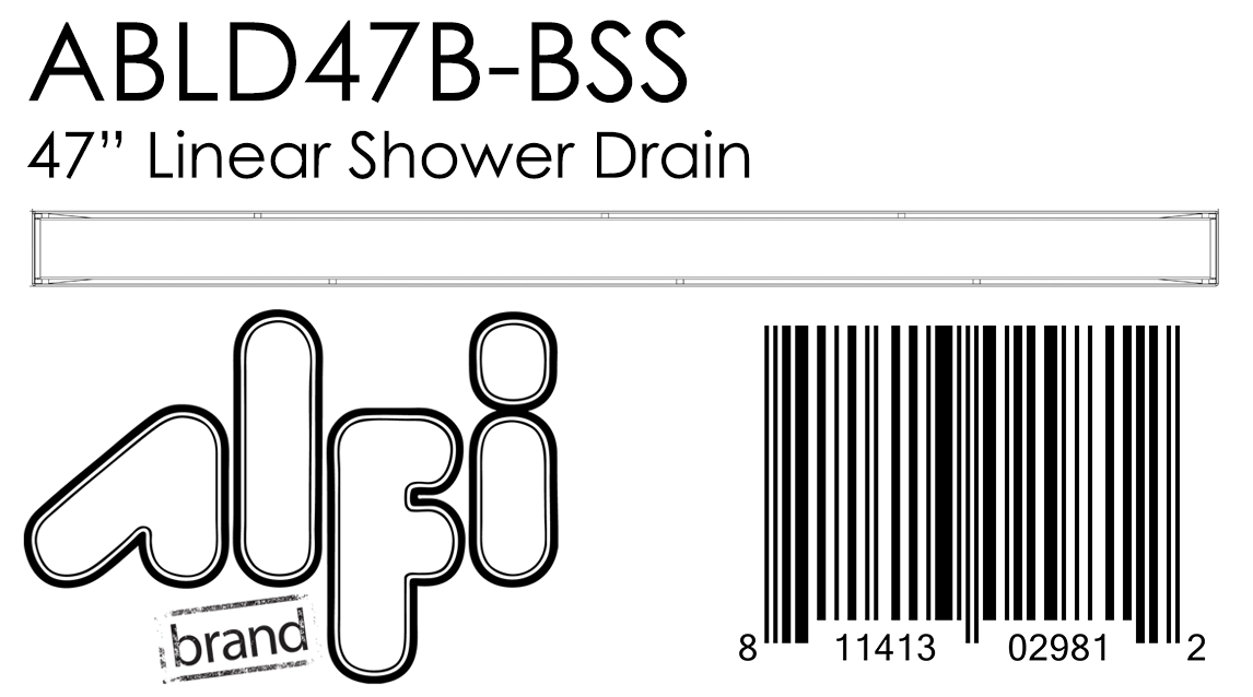 ALFI Brand - 47" Brushed Stainless Steel Linear Shower Drain with Solid Cover | ABLD47B-BSS